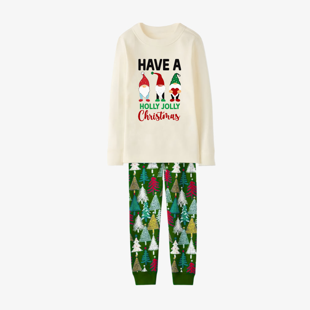 Family Christmas Pajamas Set With Cute Gnome and Holiday Lettering