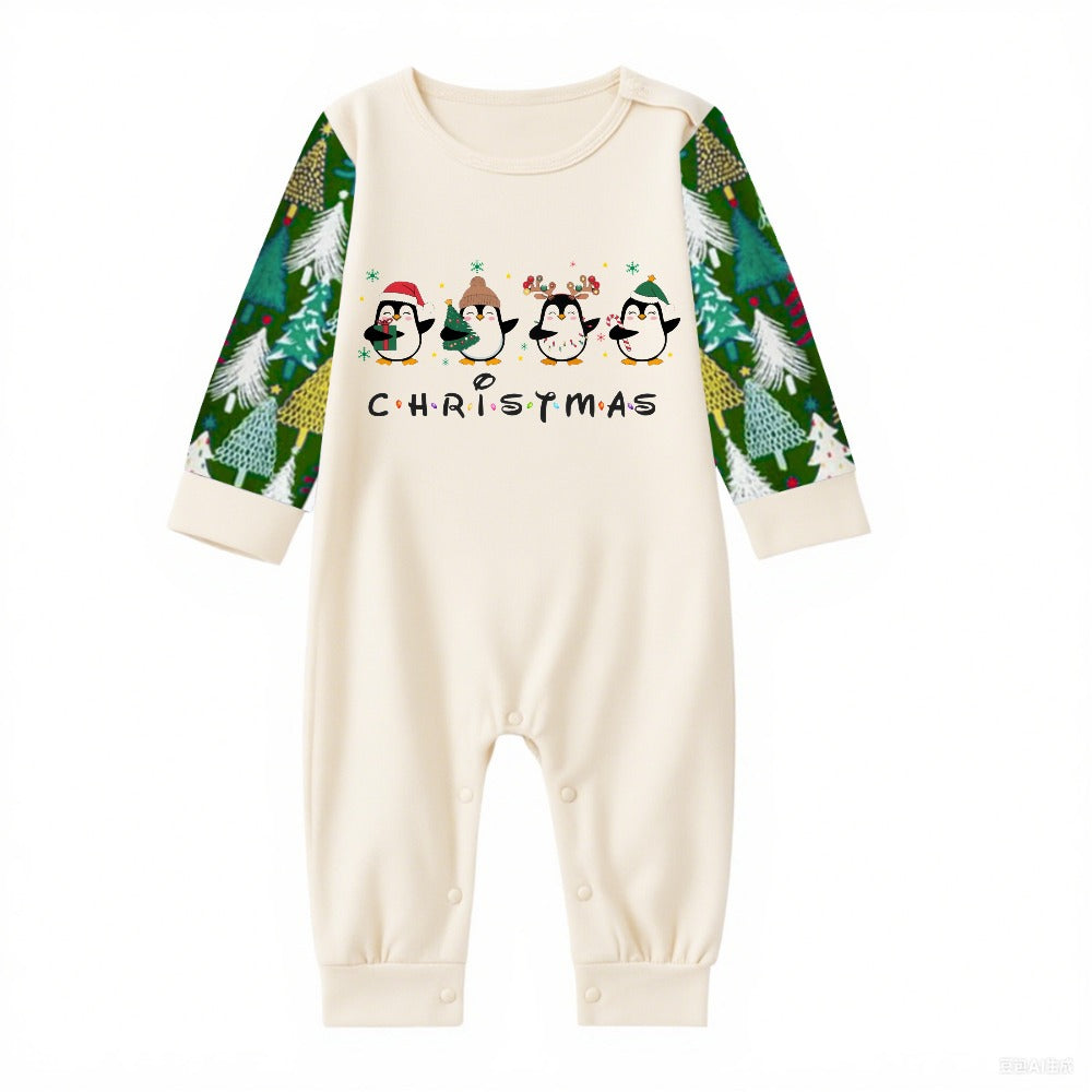 Family Christmas Pajamas Set With Penguin Print