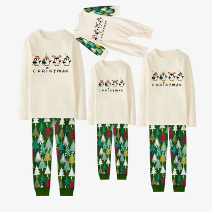 Family Christmas Pajamas Set With Penguin Print