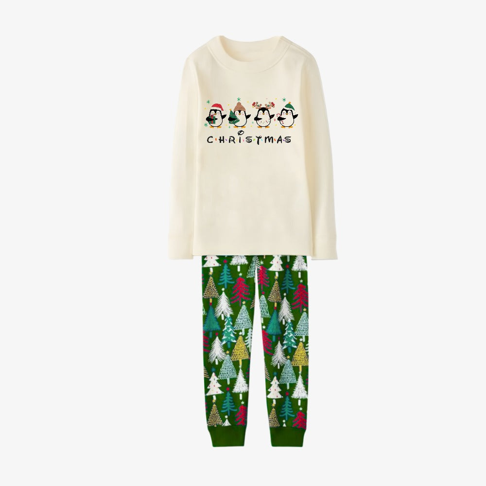 Family Christmas Pajamas Set With Penguin Print