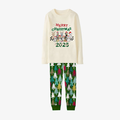Family Christmas Pajamas Set With "Merry Christmas" and Dog Print