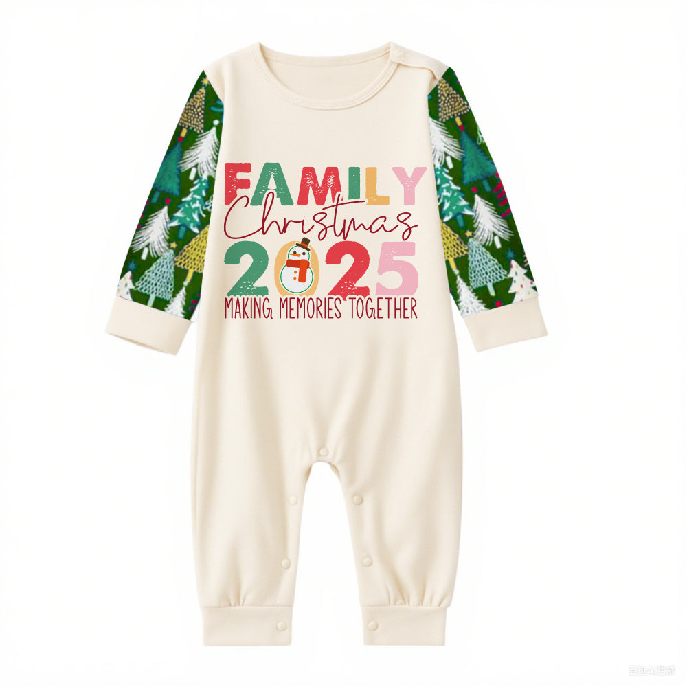 Family Christmas Pajamas Set With "Family Christmas 2025" Holiday Text Print