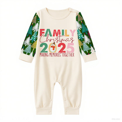 Family Christmas Pajamas Set With "Family Christmas 2025" Holiday Text Print