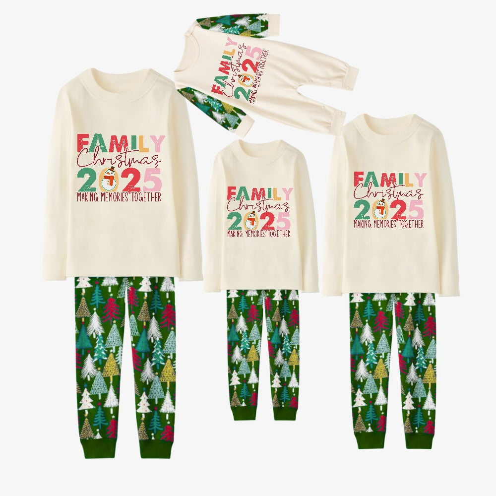 Family Christmas Pajamas Set With "Family Christmas 2025" Holiday Text Print