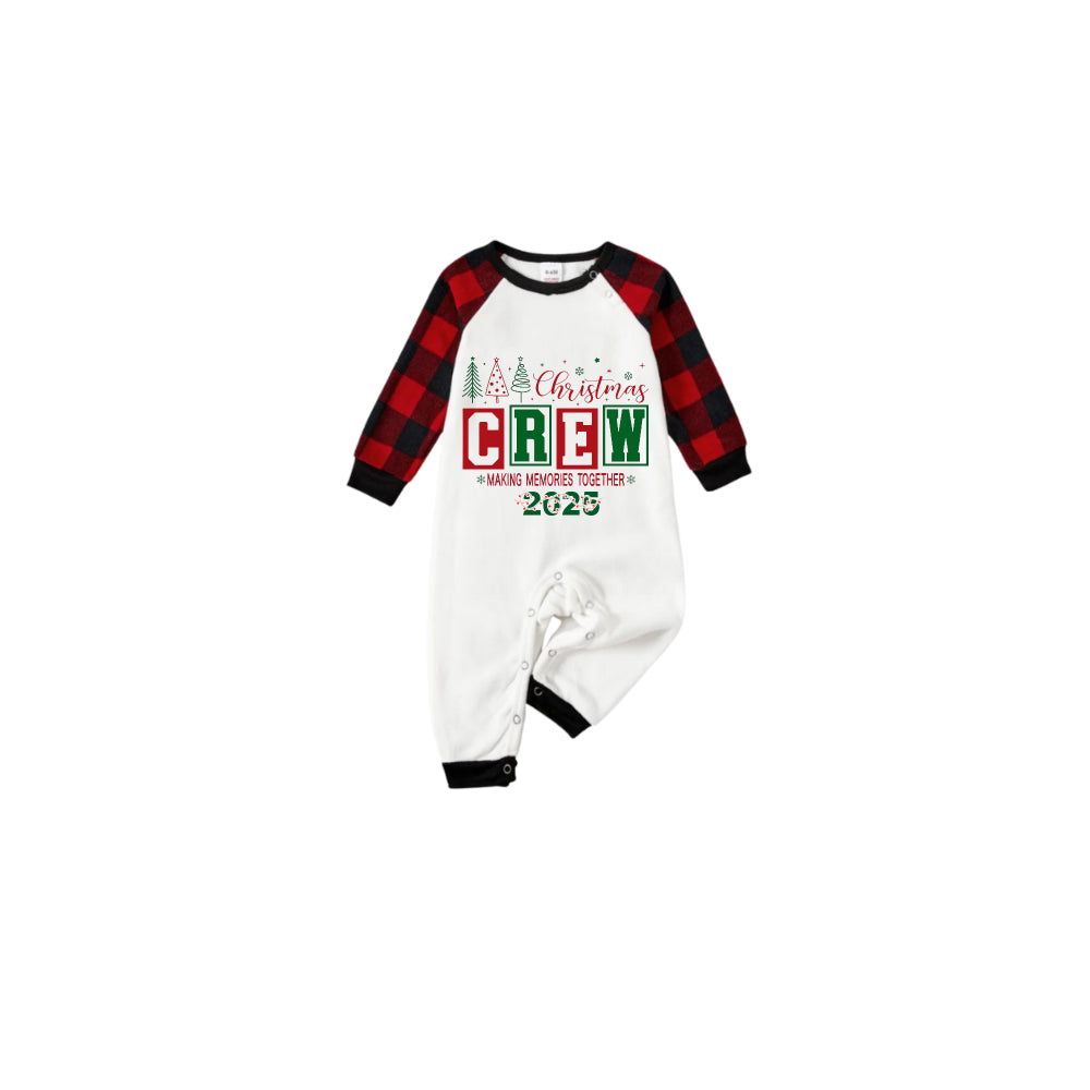 Black and Red Plaid Raglan Short Sleeve Pajamas Set With "Christmas Making Memories Together" Artistic Font Print