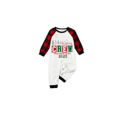 Black and Red Plaid Raglan Short Sleeve Pajamas Set With "Christmas Making Memories Together" Artistic Font Print