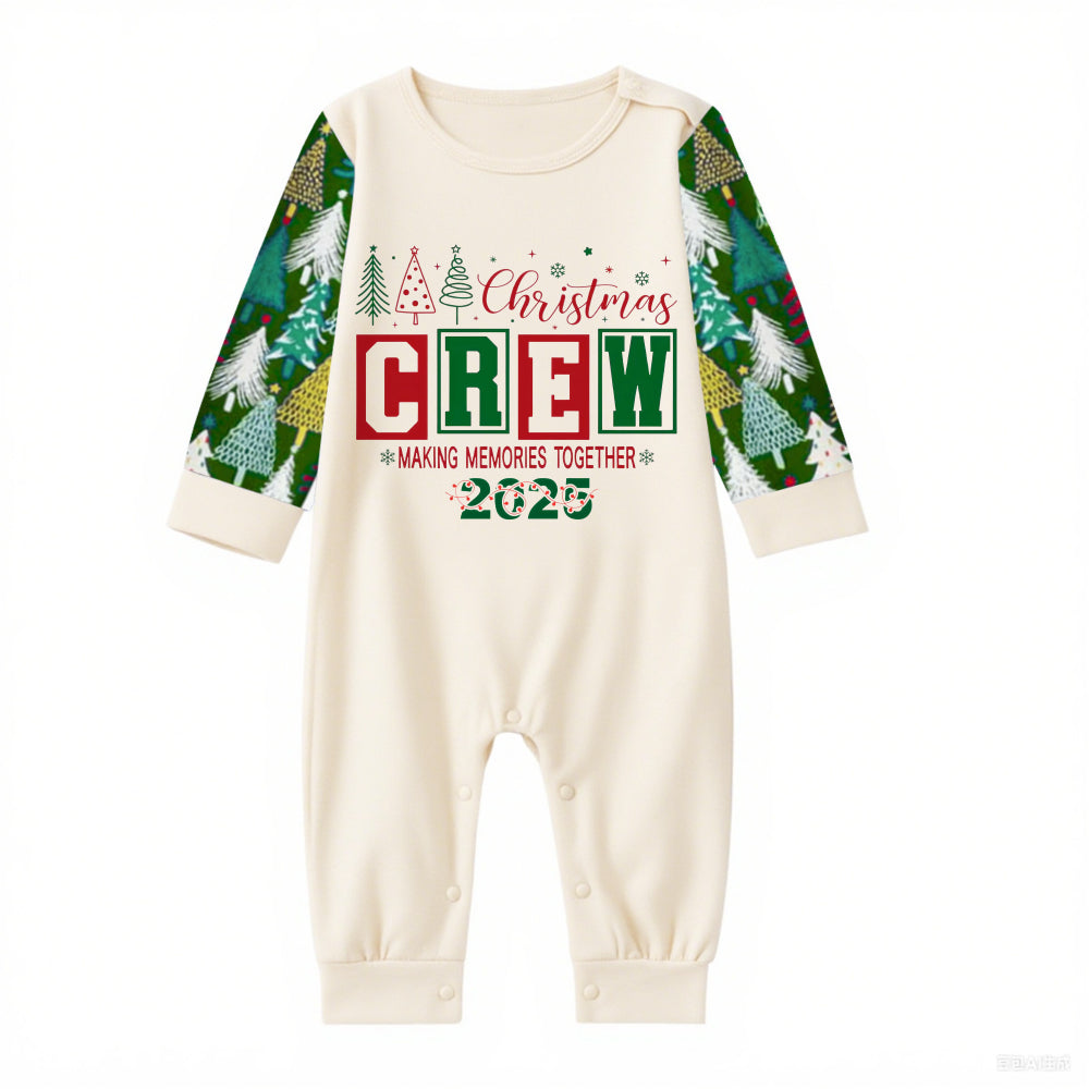 Family Christmas Pajamas Set With Christmas Crew Holiday Text