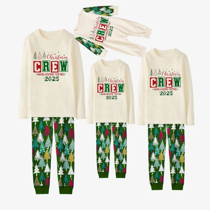 Family Christmas Pajamas Set With Christmas Crew Holiday Text