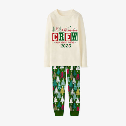 Family Christmas Pajamas Set With Christmas Crew Holiday Text