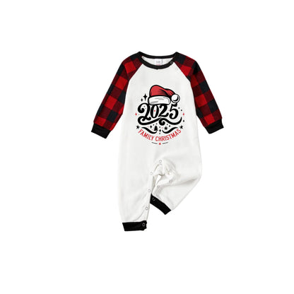 Red and Black Plaid Christmas Pajamas Set With Family Christmas Text Print