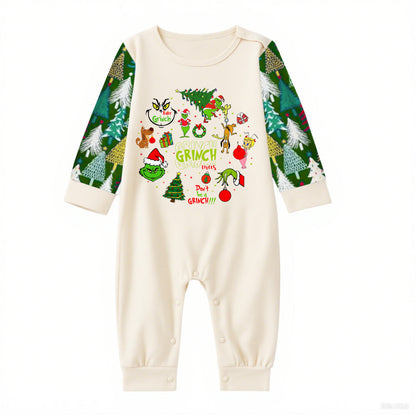 Family Christmas Pajamas Set With Grinch and Cartoon Pattern