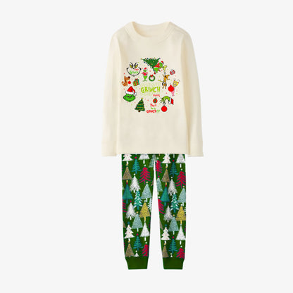 Family Christmas Pajamas Set With Grinch and Cartoon Pattern