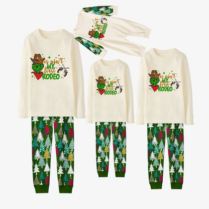 Family Christmas Pajamas Set With Western Grinch Print