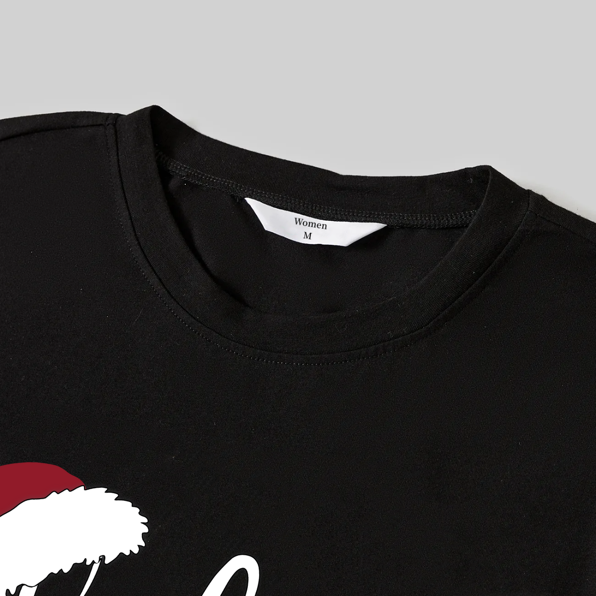 Christmas "Believe" Text Print Black Long Sleeve Top with Green and Black Plaid Family Matching Pajamas