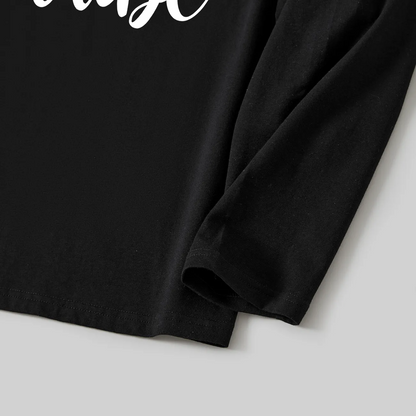 "Merry Christmas" Text Print Black Long Sleeve Top with Green and Black Plaid Family Matching Pajamas