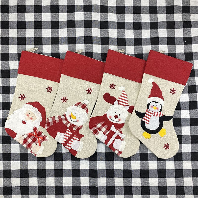 Christmas Gift Bags Santa Snowman Elk Penguin  Stocking