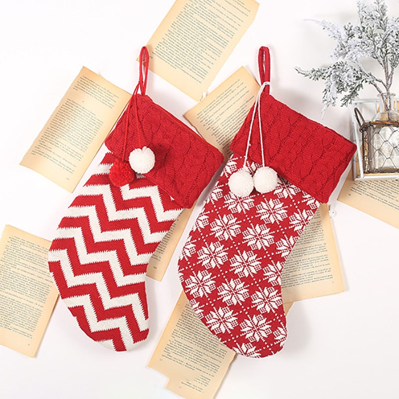 Christmas Furry Ball Stocking Bag Gift Candy Bag