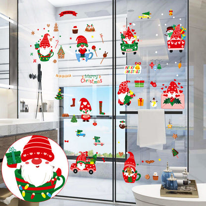 Christmas Decoration Gnome with Car Cup Envelope Tree Dessert Wall Window Sticker SKJD2315