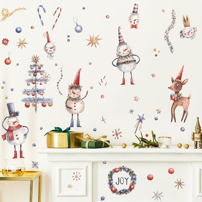 Christmas Deer Snowflake Tree Snowman Gift Candy Wreath Window Glass Decoration Wall Sticker xmas016