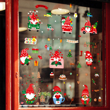 Christmas Decoration Gnome with Car Cup Envelope Tree Dessert Wall Window Sticker SKJD2315