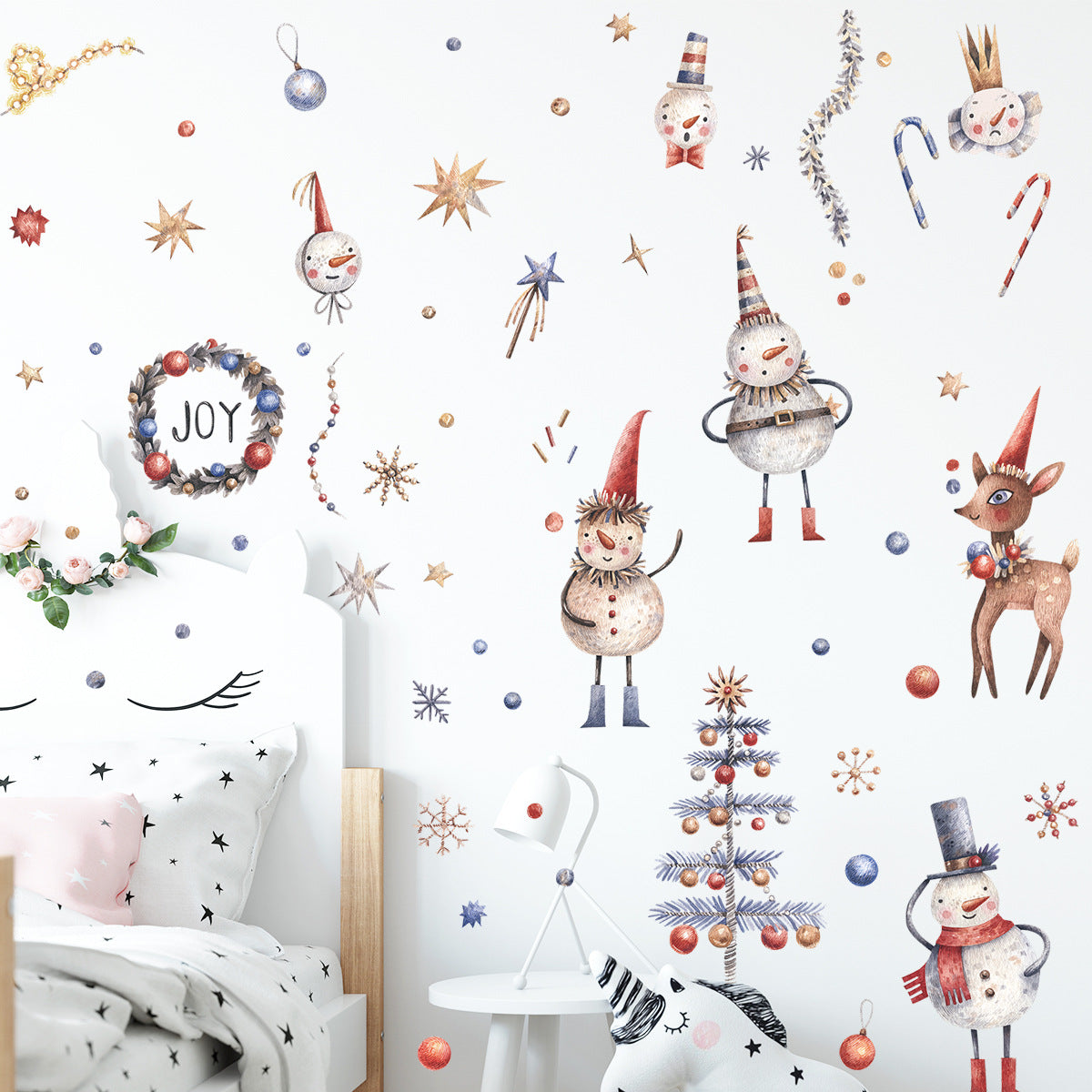 Christmas Deer Snowflake Tree Snowman Gift Candy Wreath Window Glass Decoration Wall Sticker xmas016