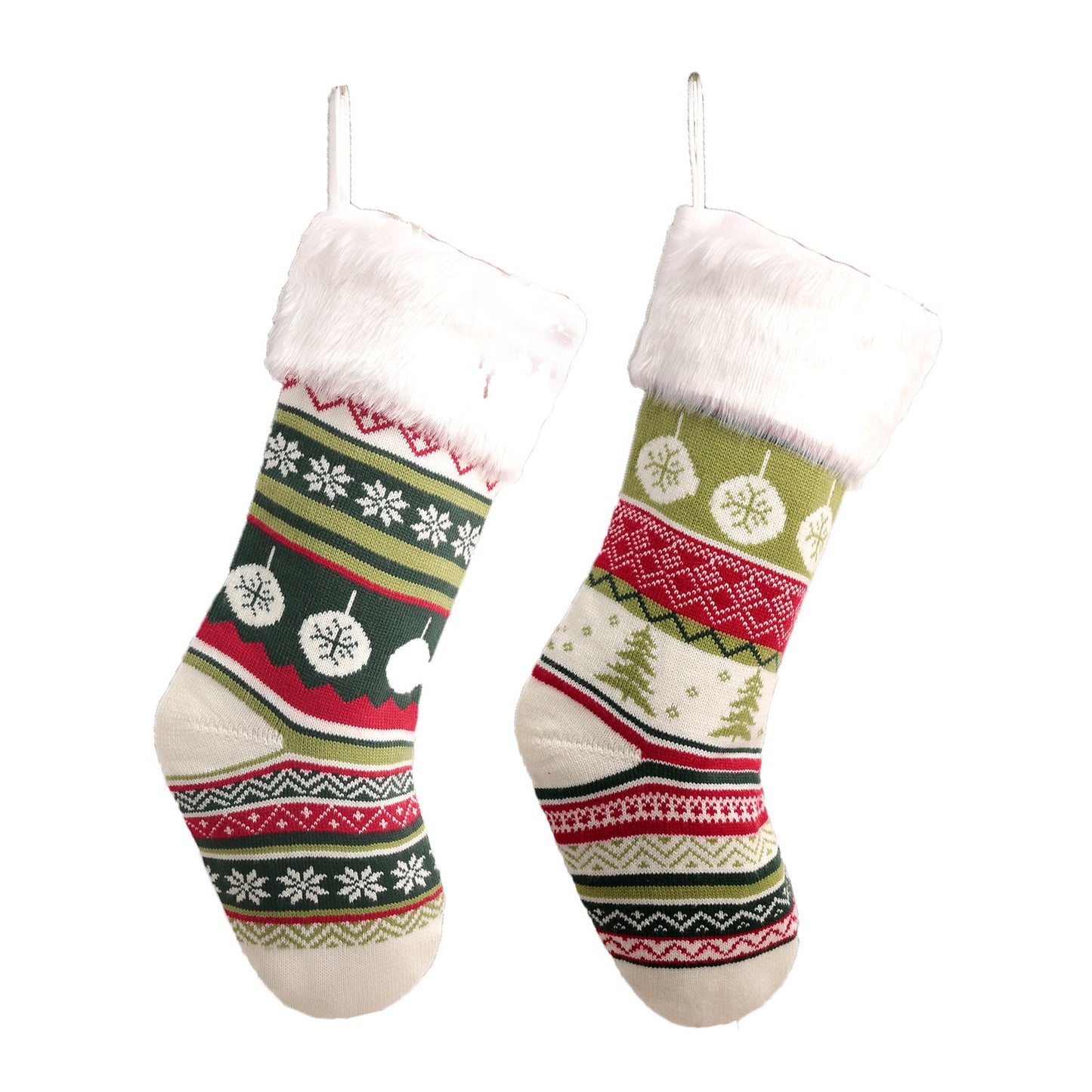Christmas Tree Ornaments Allover Printed Knitted Christmas Stocking Candy Bag Wall Decoration