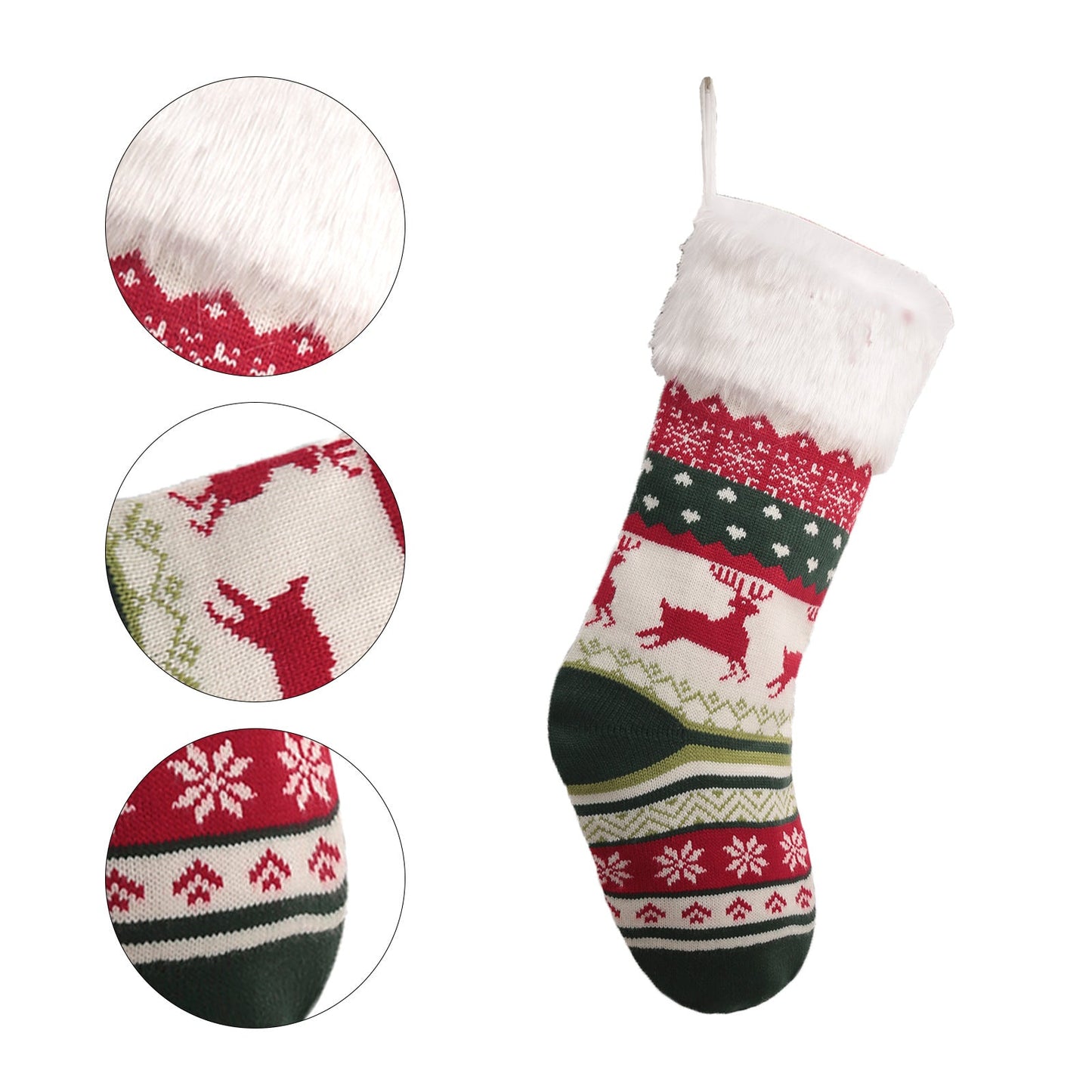 Christmas Tree Ornaments Allover Printed Knitted Christmas Stocking Candy Bag Wall Decoration