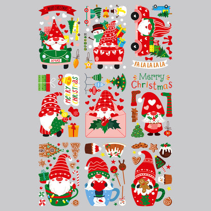 Christmas Decoration Gnome with Car Cup Envelope Tree Dessert Wall Window Sticker SKJD2315