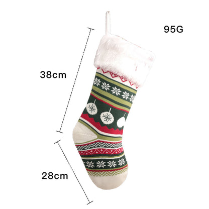 Christmas Tree Ornaments Allover Printed Knitted Christmas Stocking Candy Bag Wall Decoration