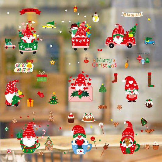 Christmas Decoration Gnome with Car Cup Envelope Tree Dessert Wall Window Sticker SKJD2315