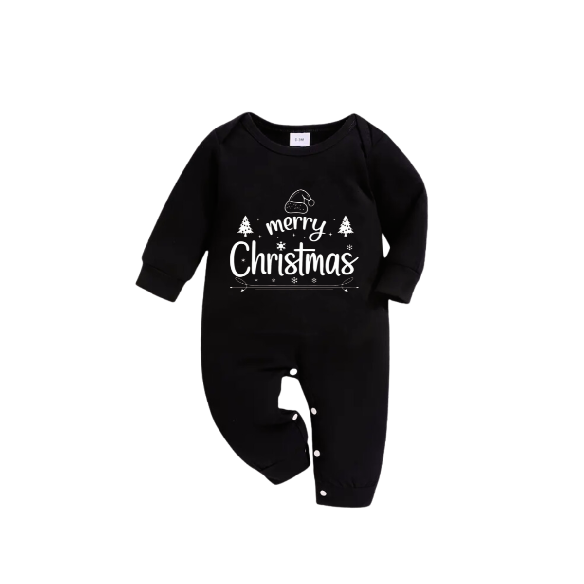 "Merry Christmas" White Letter 2025 Black Long Sleeve Top