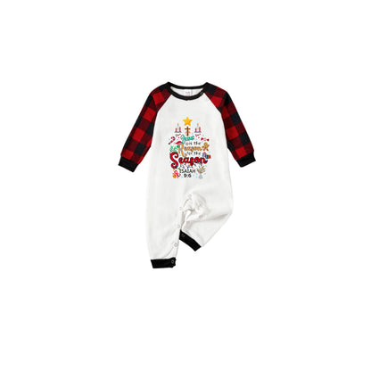 Black and Red Plaid Raglan Short Sleeve Pajamas Set With "Jesus Is The Reason For The Season" Print