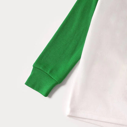 "Jesus is the REASON for the Season" Matching Christmas Pajamas Set - Green Raglan Top and Green Plaid Pants Pajamas