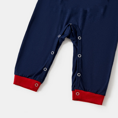 Cute "Family Christmas 2025" Text Prints Blue Long Sleeves Top with Red and Blue Plaid Pants Christmas Matching Pajamas